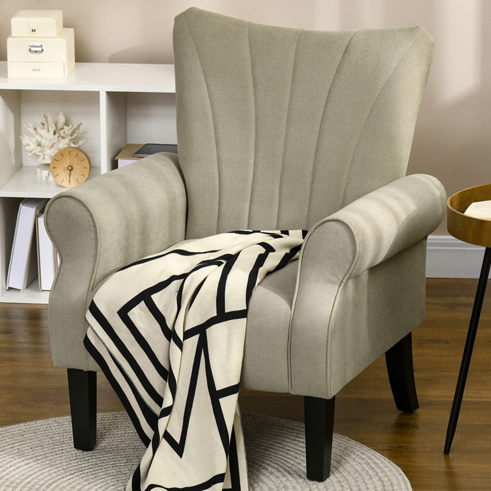 Portland Beige High Back Accent Chair Image 1