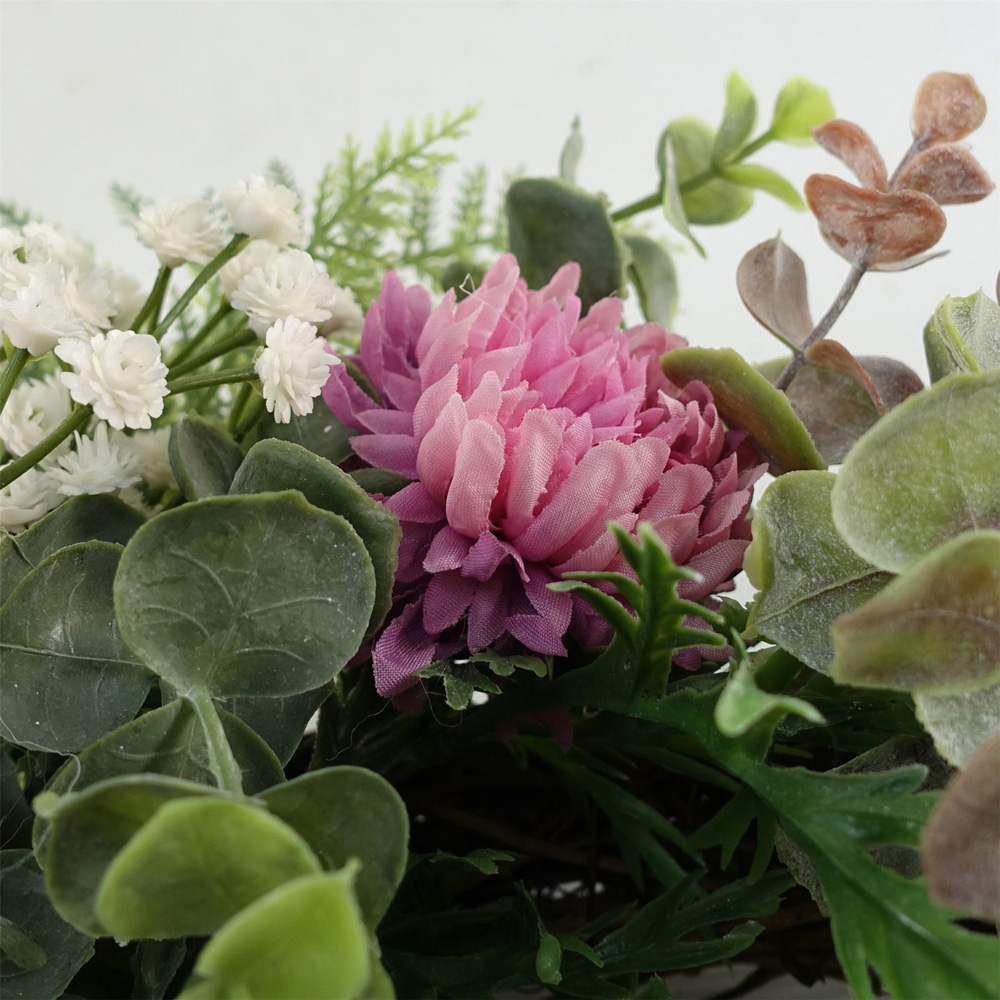 Leaf Pink Floral Artificial Wreath 45cm Image 6