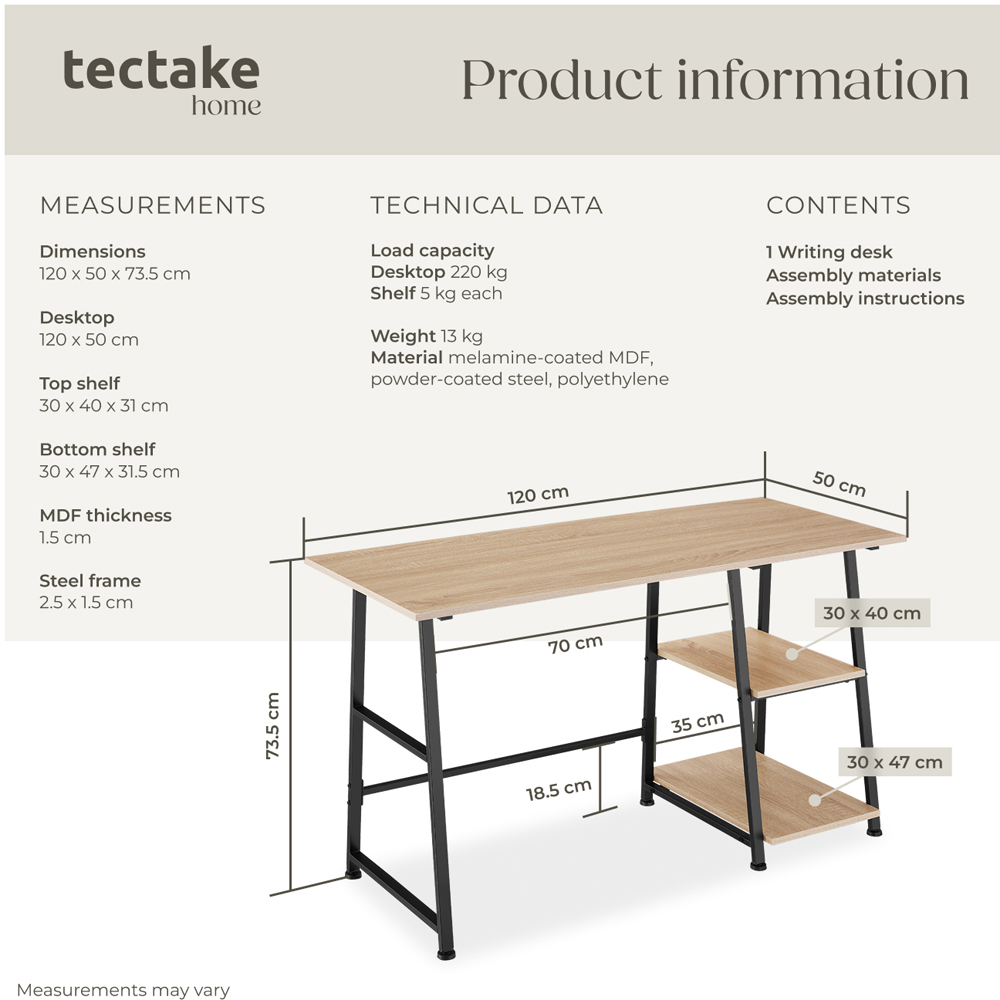 tectake Paisley Oak Sonoma Trapezoidal Desk Image 8