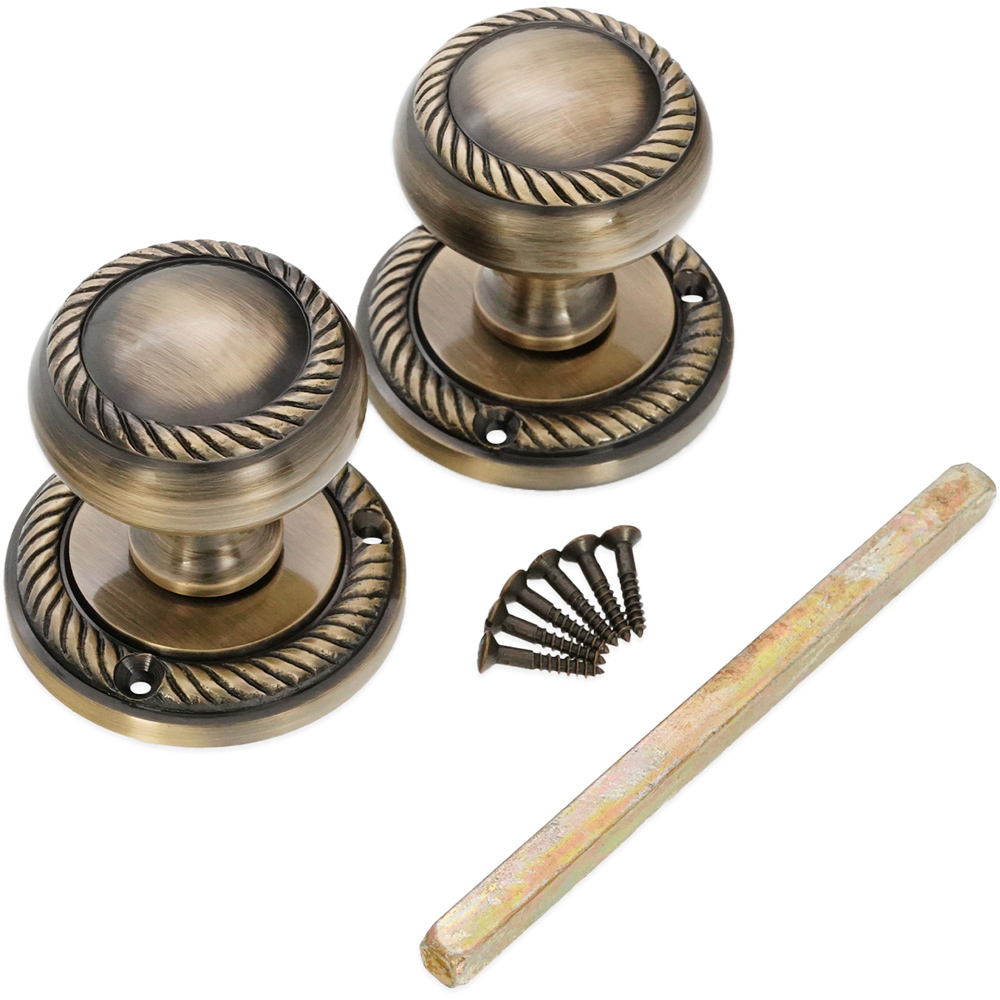 Spira Brass Antique Brass Georgian Mortice Door Knob 2 Pack Image 4