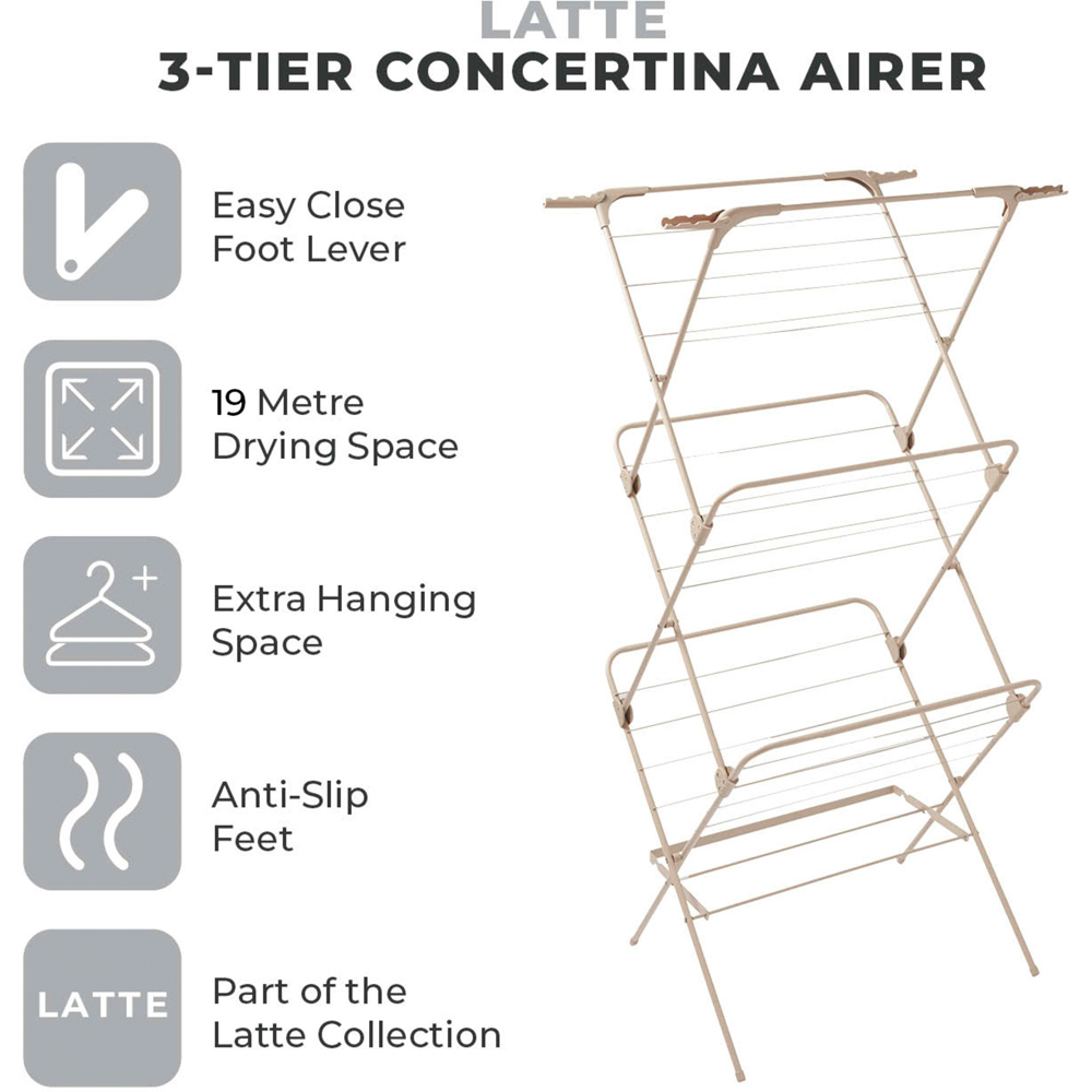 Tower Latte 3-Tier Concertina Airer Image 8