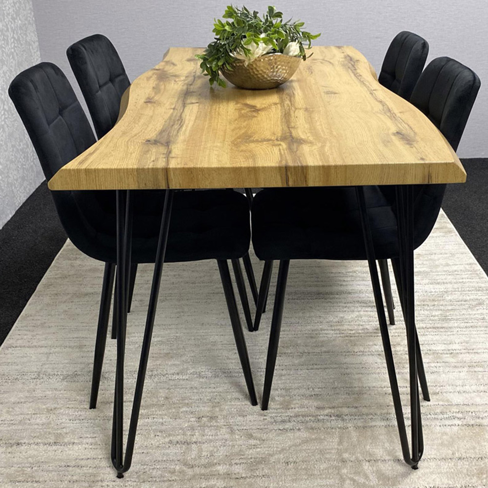 Kosy Koala 4 Seater Wood and Velvet Dining Set Black Image 1