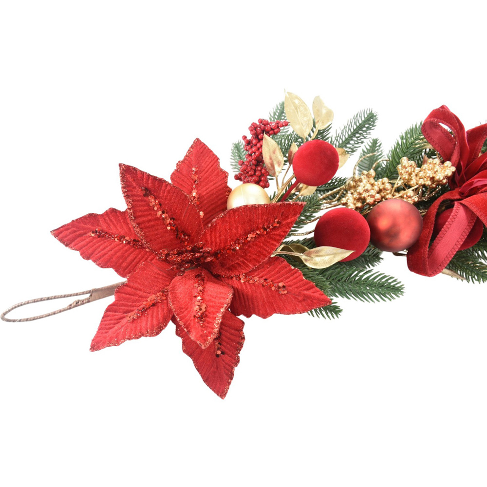 Noel Ribbon Poinsettia Garland Image 5