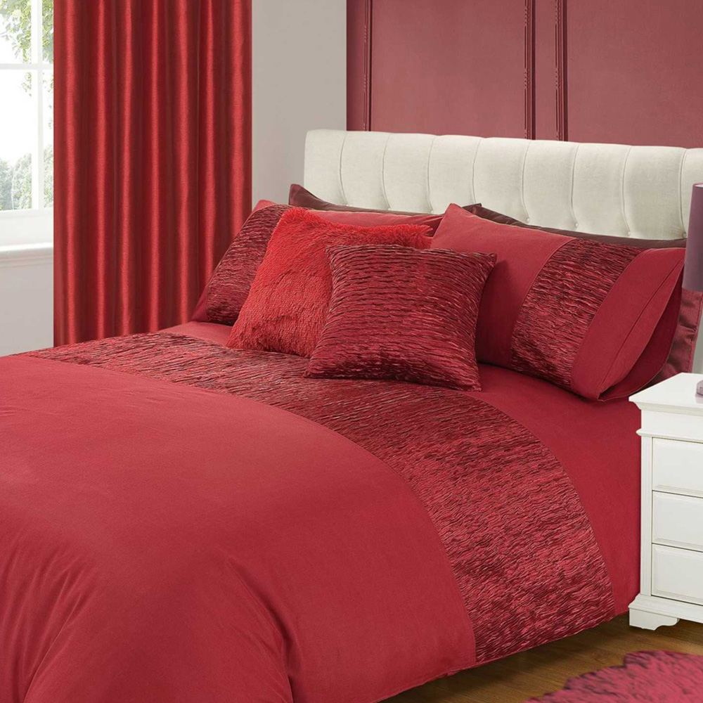 Intimates Freya Single Burgundy Textured Panel Duvet Cover Set Image 1