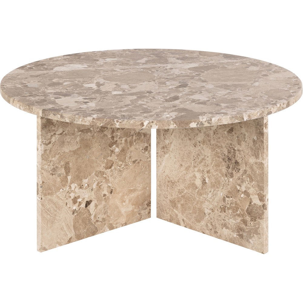 Florence Vega Brown Marble Round Coffee Table Image 2