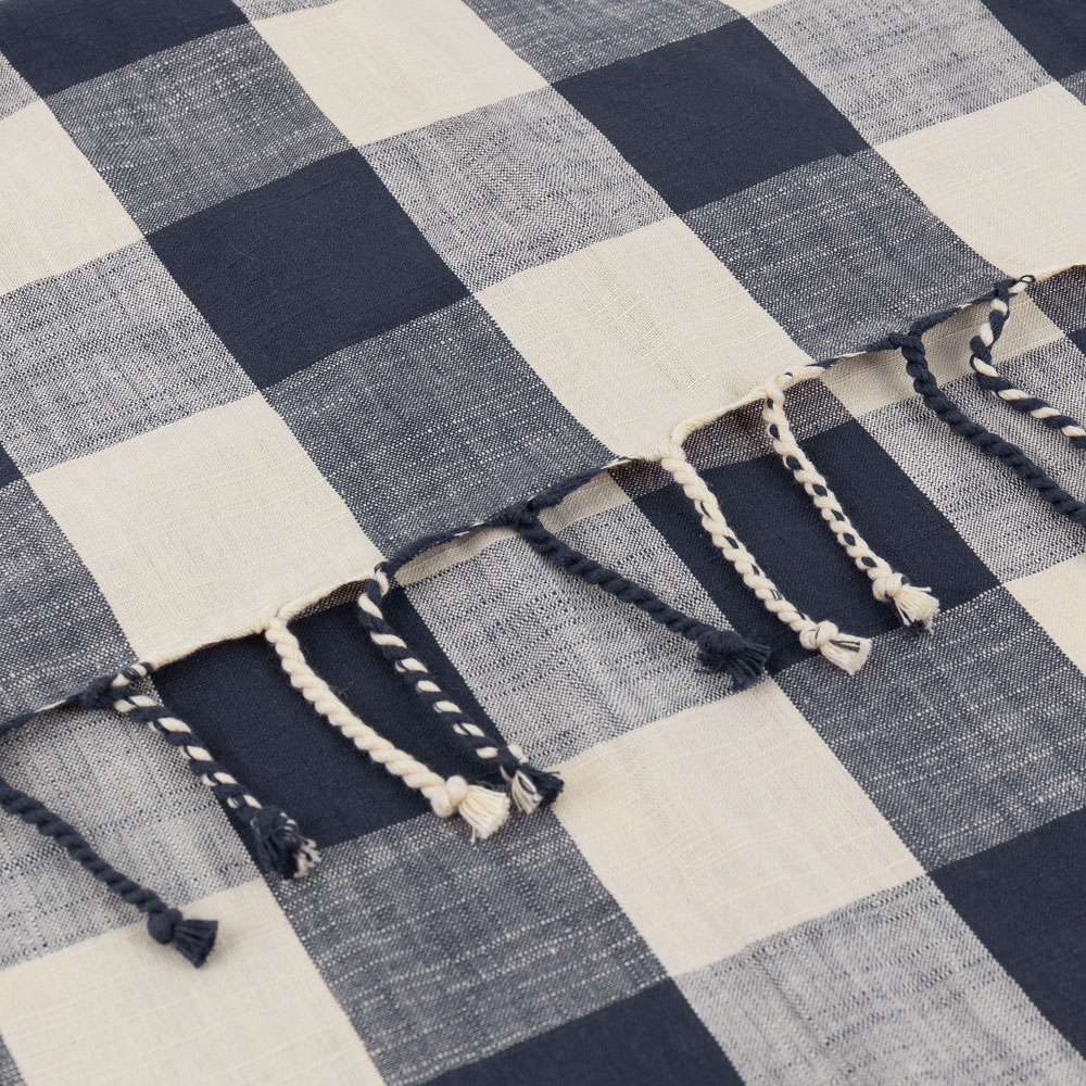 Yard Chesil Blue Check Tasselled Cotton Throw Image 3