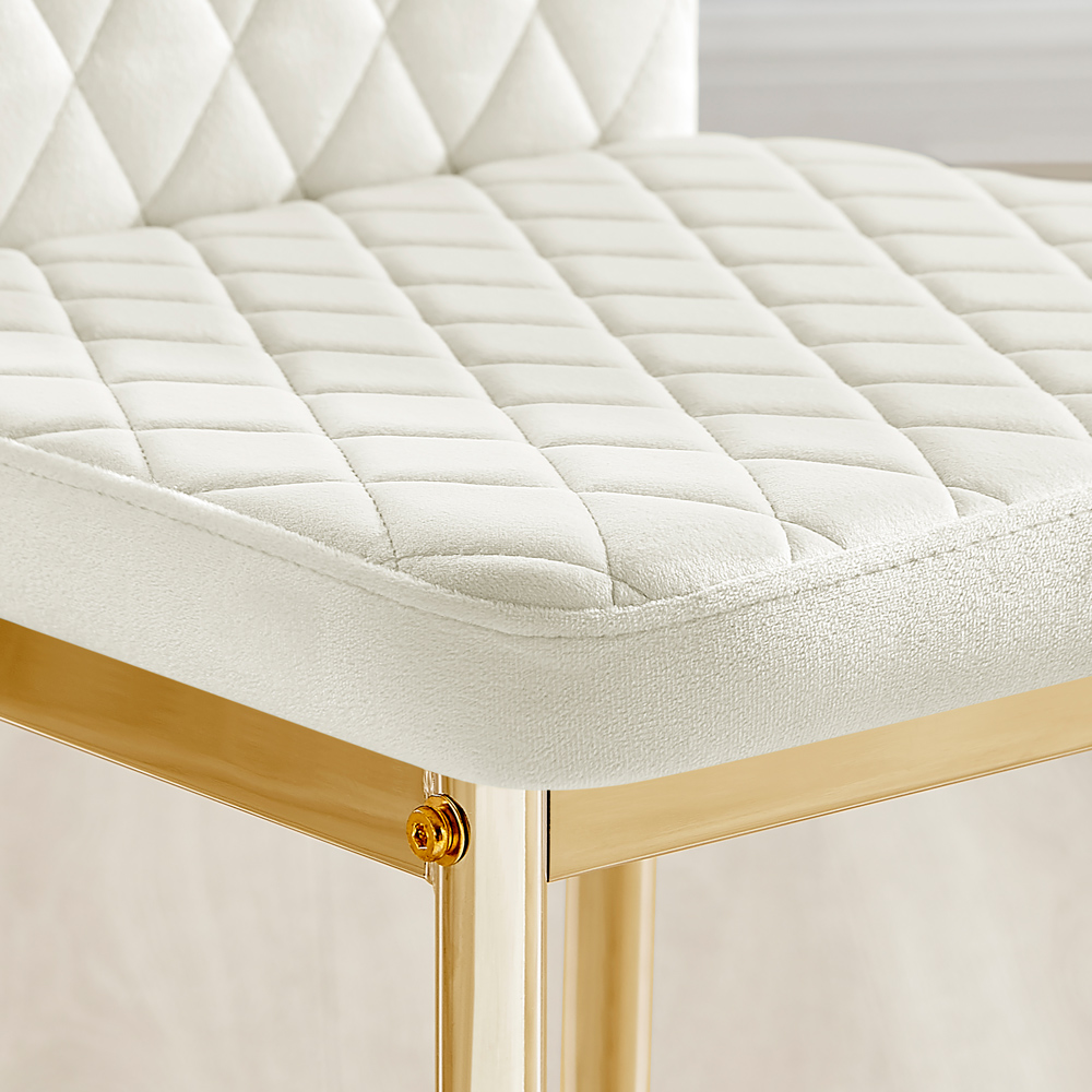 Furniturebox Lucia Valera 4 Seater Dining Set Grey Gloss Cream and Gold Image 7