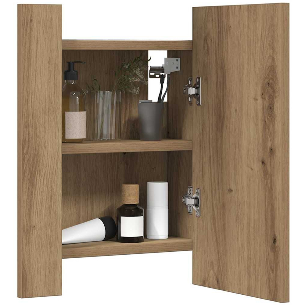 vidaXL Single Door Artisan Oak LED Bathroom Mirror Cabinet Image 4