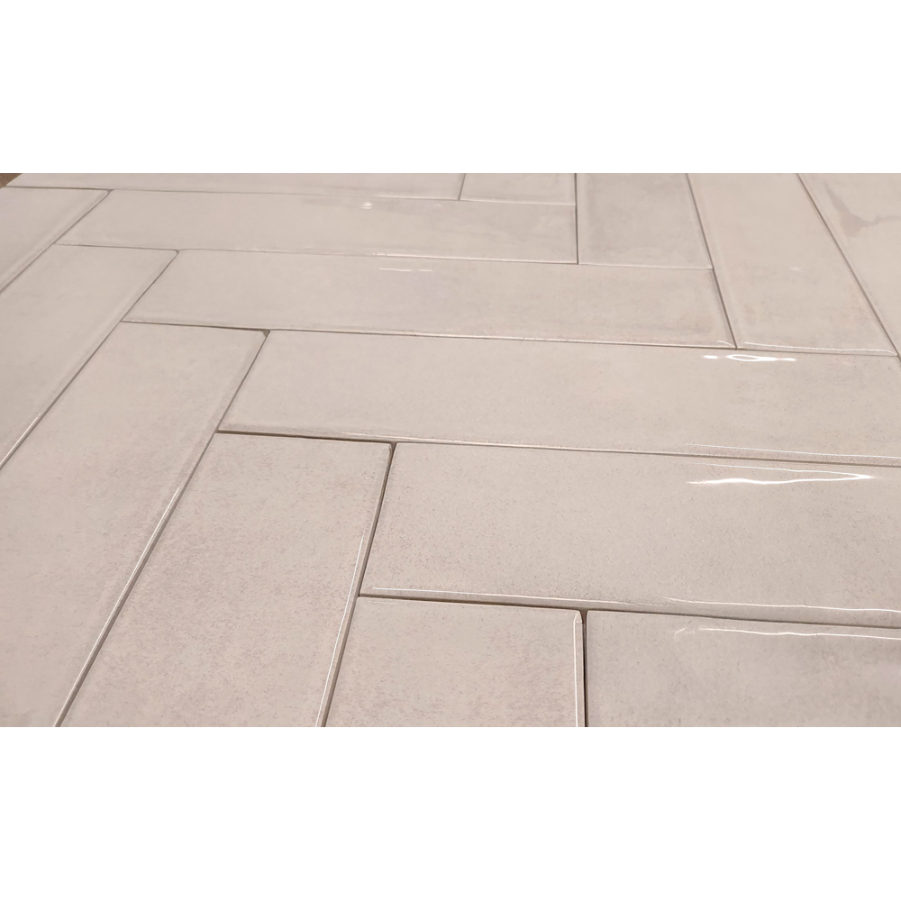 Top Ceramics Beige Gloss Flat Bumpy Metro Ceramic Wall Tile 300 x 75mm Image 5