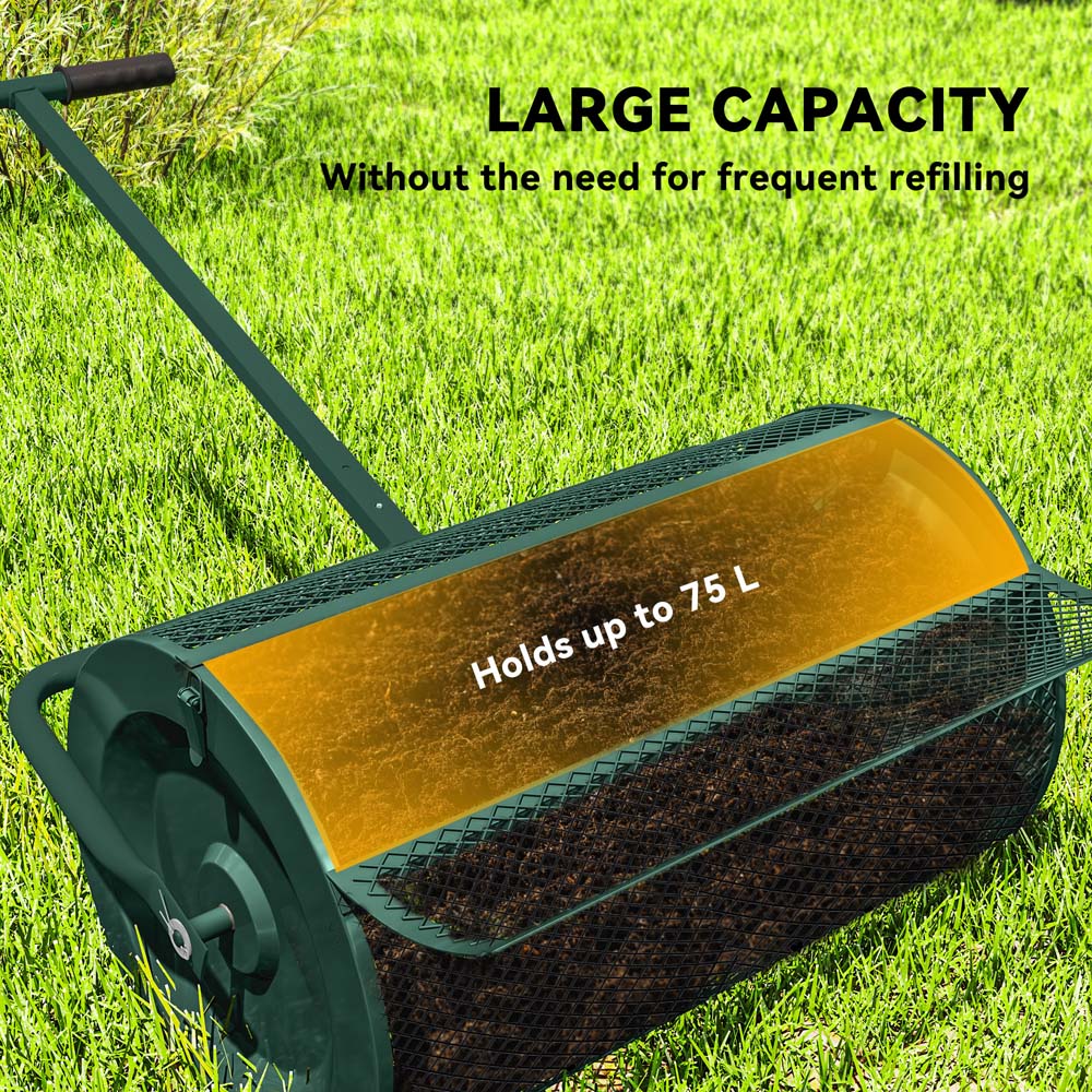 Outsunny 24 inch Green Height Adjustable Handle Compost Spreader Image 7
