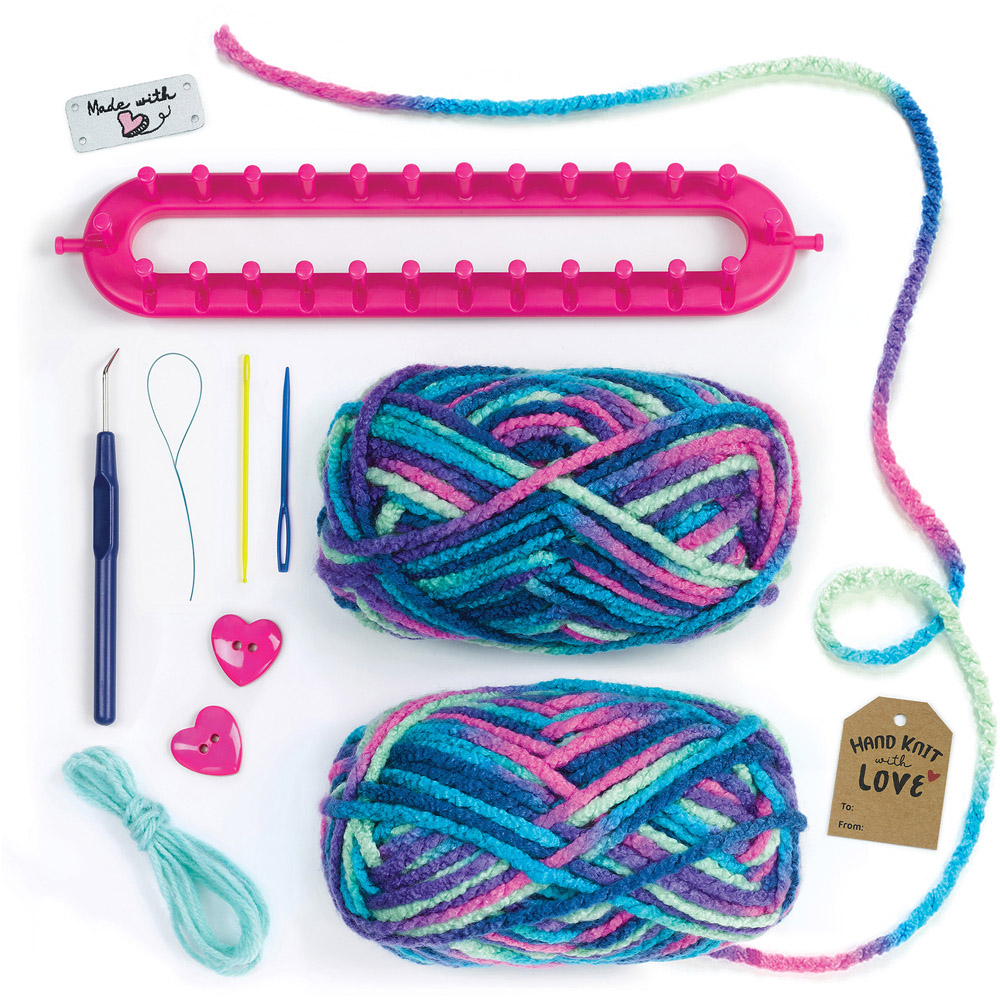 Creativity For Kids Blue Quick Knit Button Scarf Craft Kit Image 2