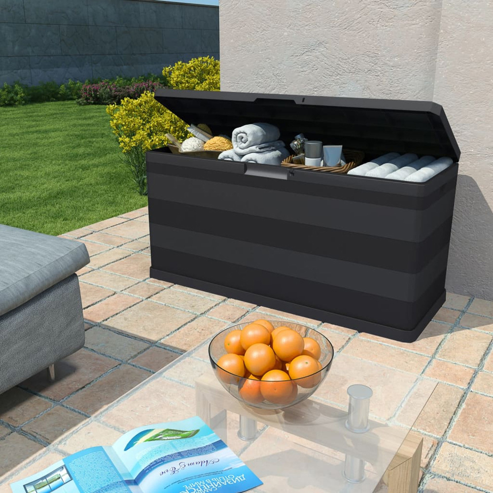 vidaXL 280L Black Polypropylene Garden Storage Box Image 3
