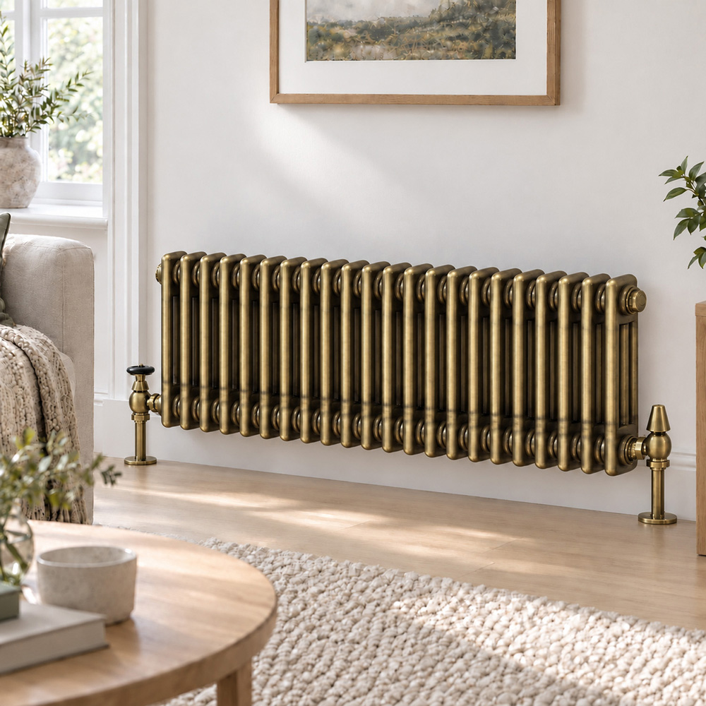 Go Bathrooms Clarence Antique Brass 3 Column 22 Section Radiator 400 x 1010mm Image 2