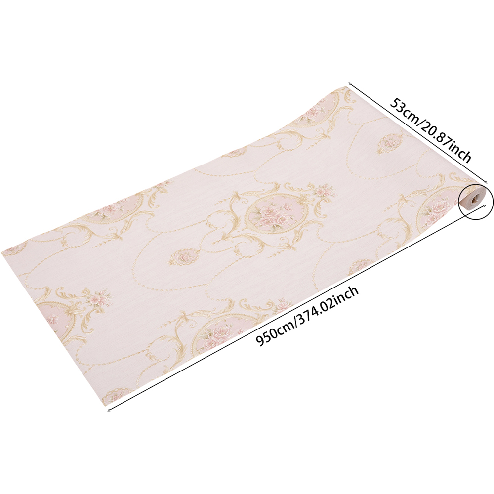 Living and Home Damask Pattern 3D Embossed Pink Non-Pasted Non-Woven Vintage Wallpaper Image 8
