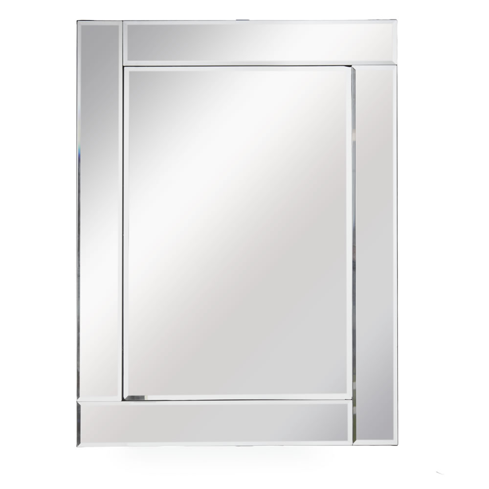 Wilko 60 x 80cm All Glass Frame Wall Mirror Image 1