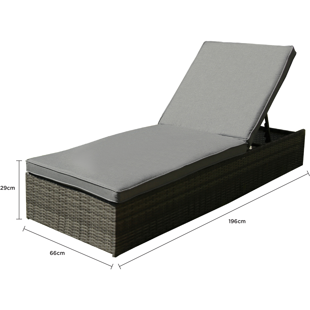 Charles Bentley Rattan Sun Lounger Grey Image 9
