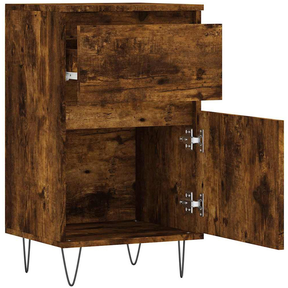vidaXL Single Door Single Drawer Smoked Oak Sideboard Image 6