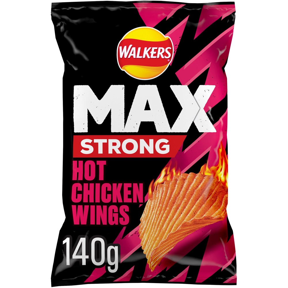 Walkers Max Strong Hot Chicken Wings Crisps 140g Image