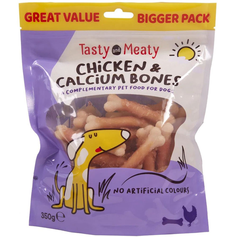 Tasty & Meaty Chicken & Calcium Bones 350g 4 Pack Image 1