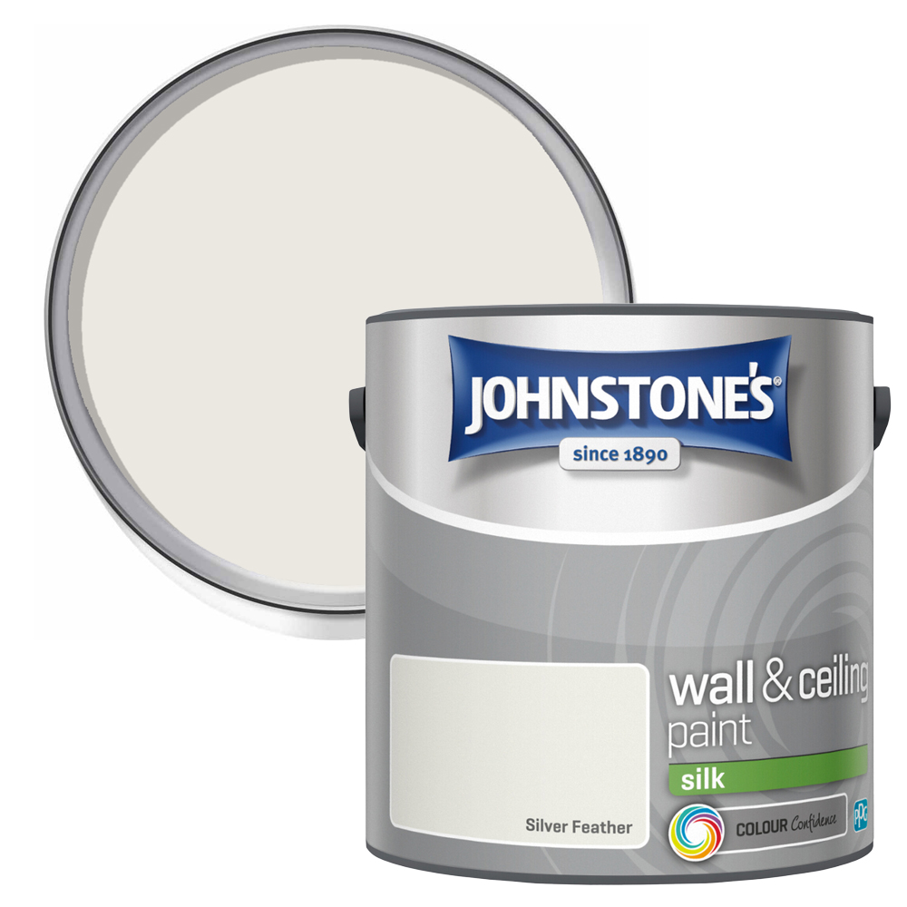 Johnstone's Walls & Ceilings Silver Feather Silk Emulsion Paint 2.5L Image 1