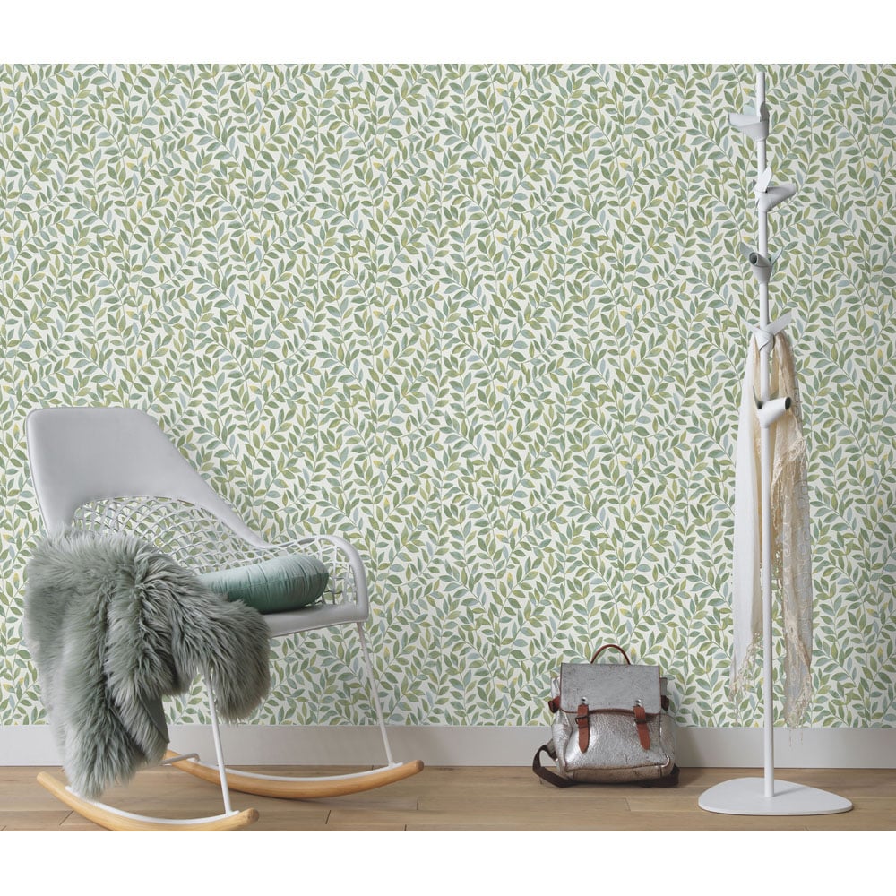 Erismann Ameroso Morris Style Leaf Green Wallpaper Image 3