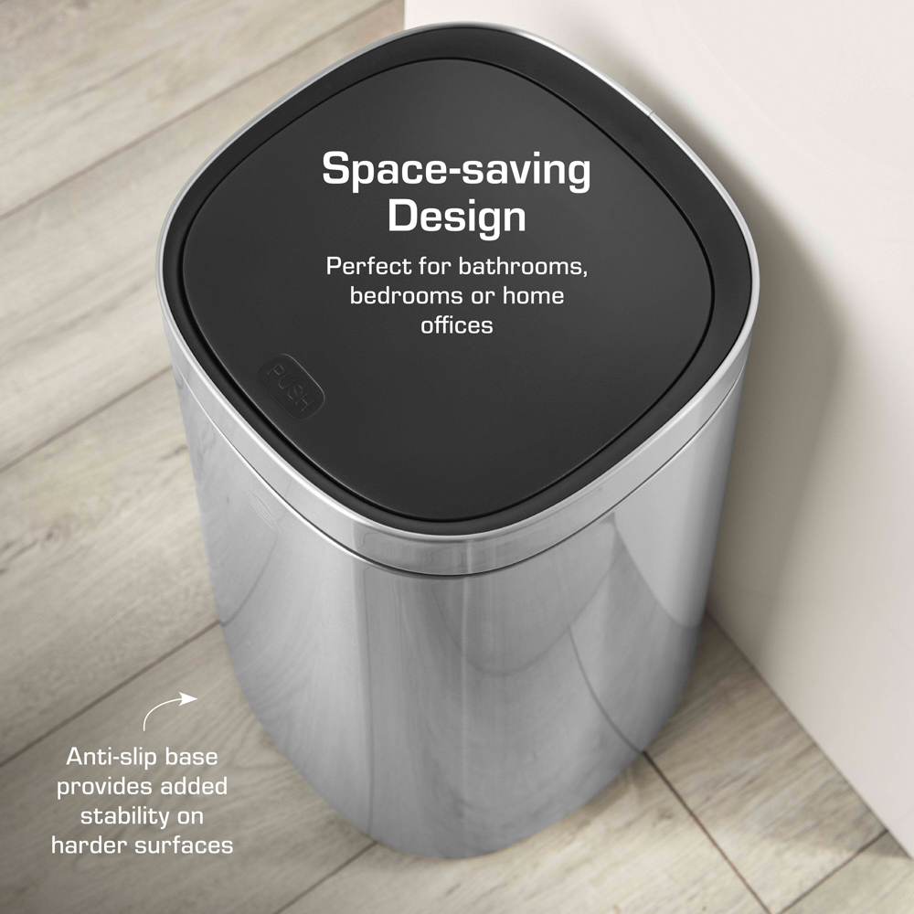 Swan Silver Stainless Steel Square Touch Bin 30L Image 6