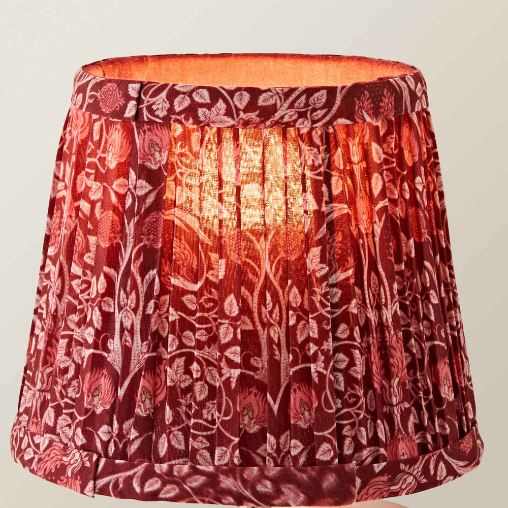 ValueLights Abel Burgundy Floral Pleated Tapered Mini Wall Light Lamp Shade Image 5