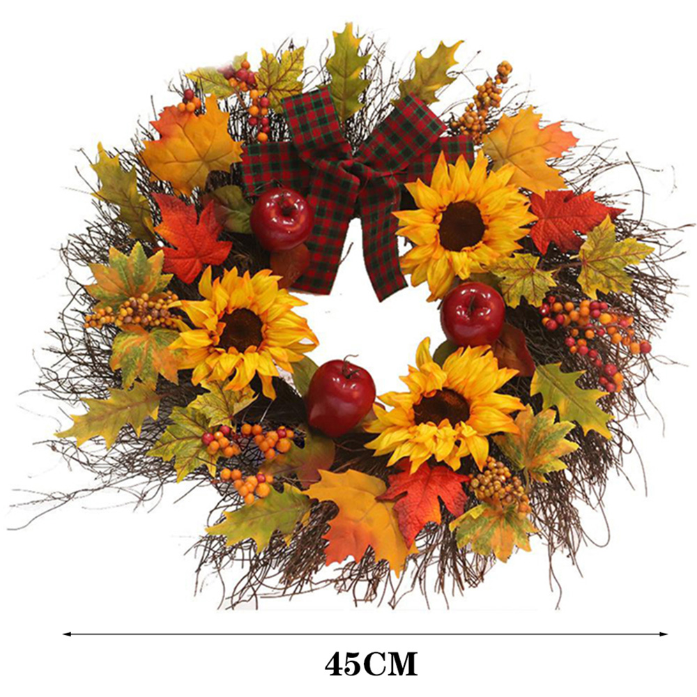 Living and Home LED Wreath Maple Leaves Sunflowers and Berries 45cm Image 9