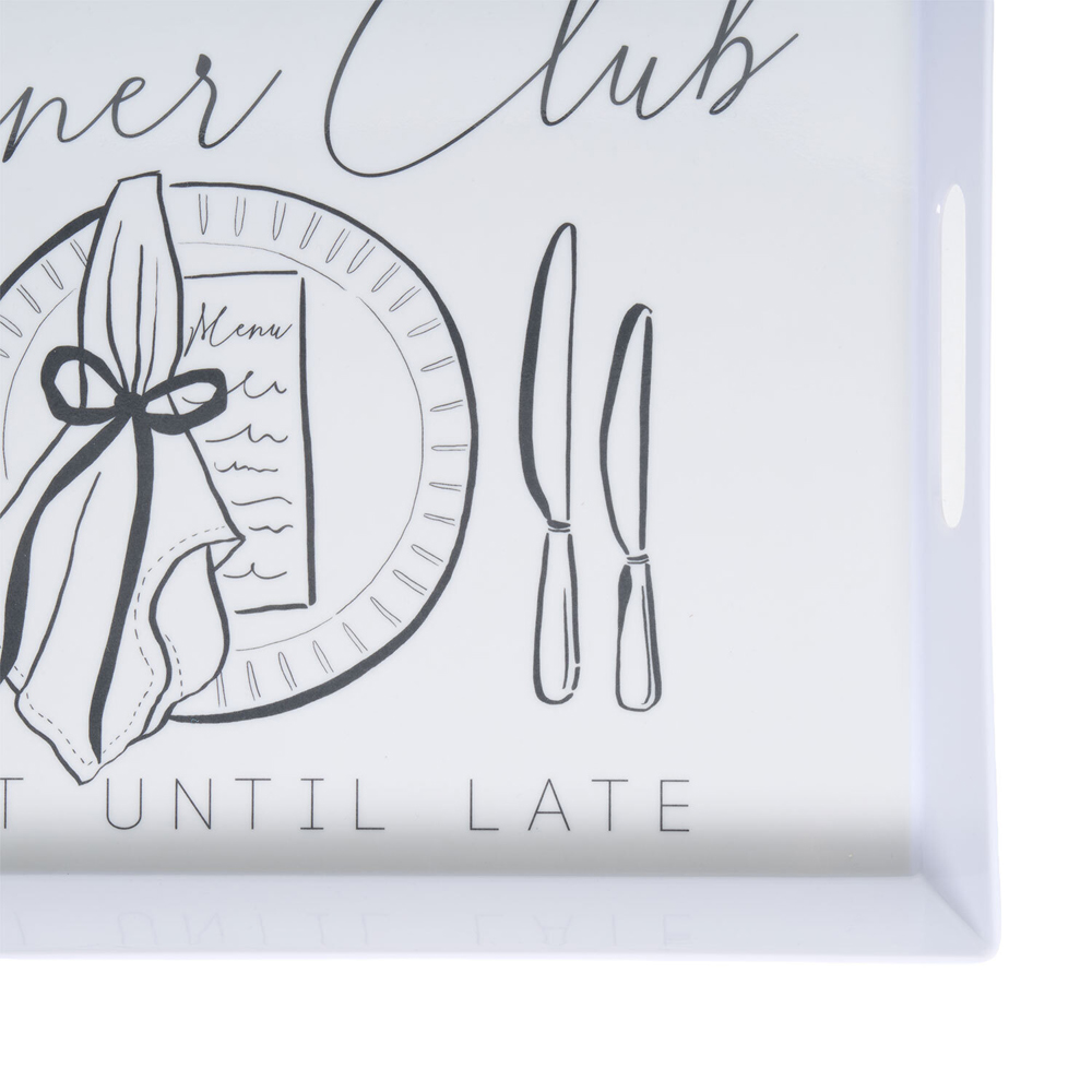 Dinner Club Rectangular Tray White Image 3