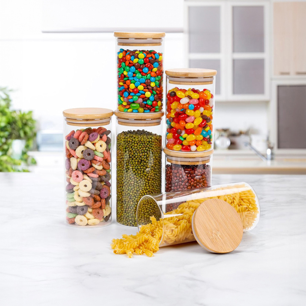 Neo Airtight Bamboo Lid Glass Storage Jar 6 Pack Image 5