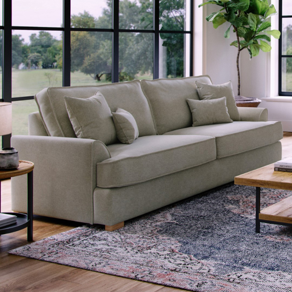 Alba City 4 Seater Stone Fabric Sofa Image 1