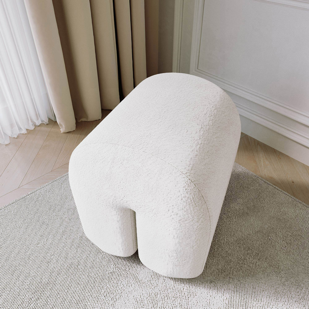 CARME Home Laurie Ivory Bouclé Stool Image 3