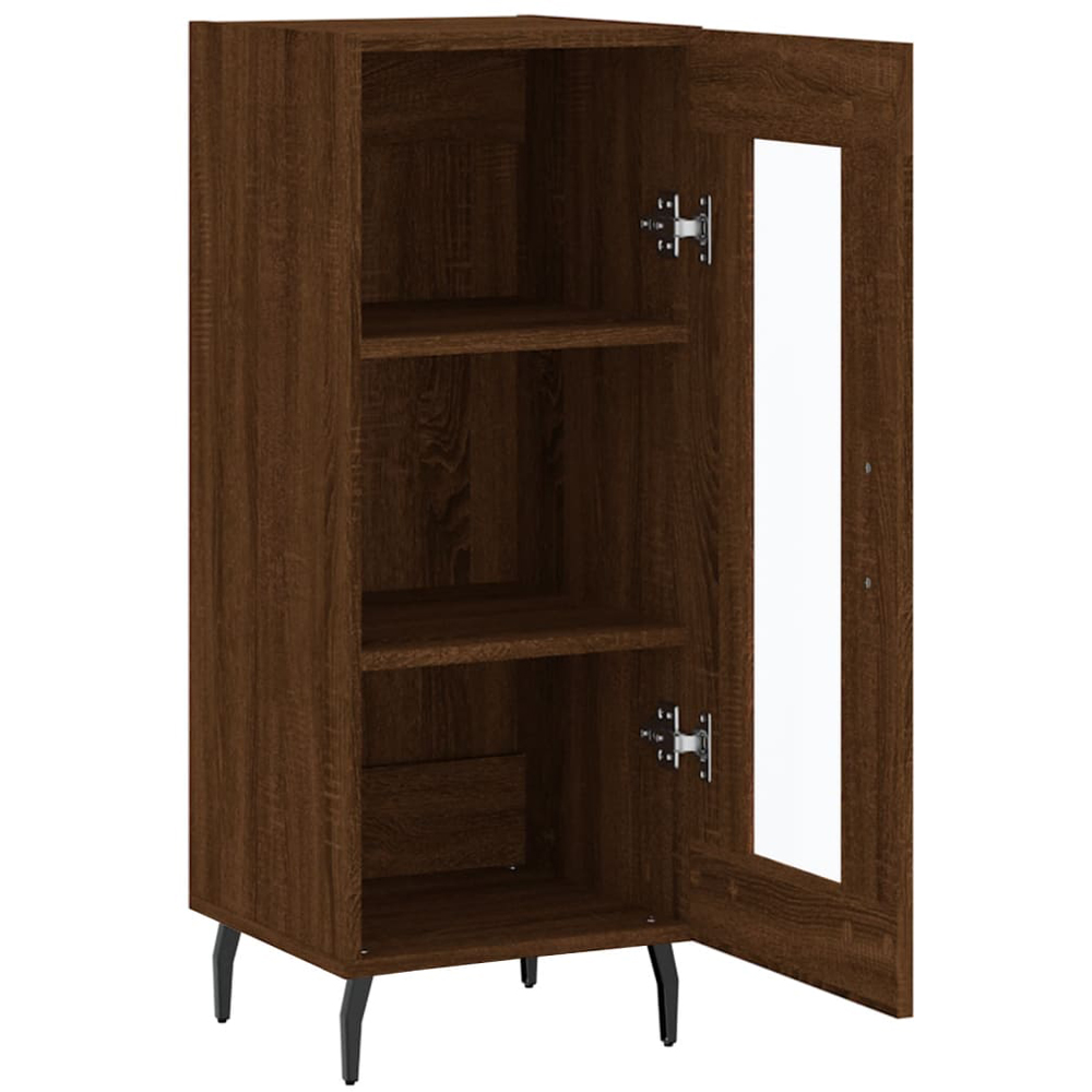 vidaXL Single Glass Door Brown Oak Sideboard Image 4