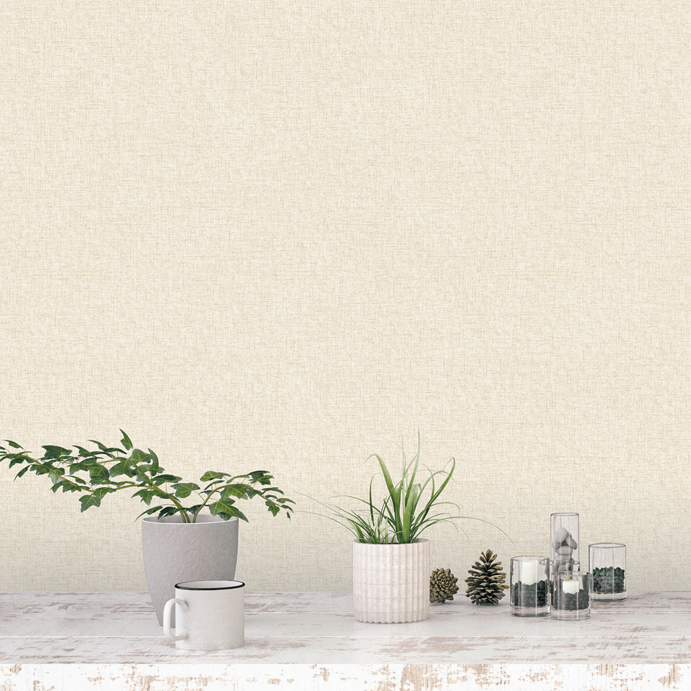 Galerie Evergreen Semi Plain Cream Wallpaper Image 2