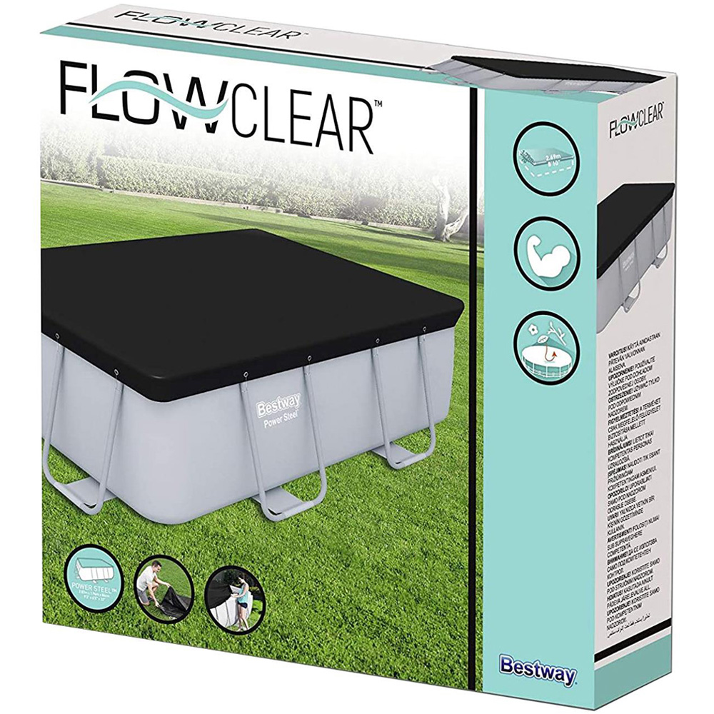 Bestway Flowclear Black Power Steel PVC Rectangular Pool Cover 179 x 269cm Image 7