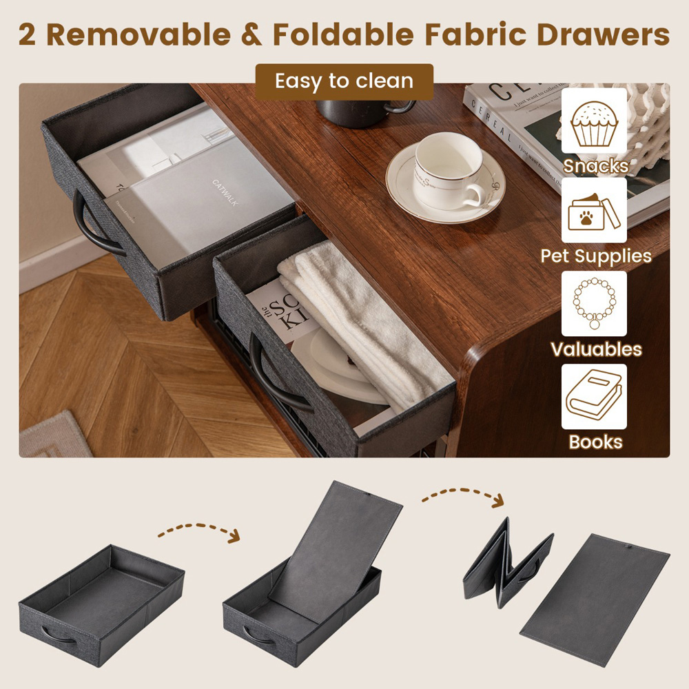Costway 2 Drawer Furniture Dog Crate with Lockable Door Image 4
