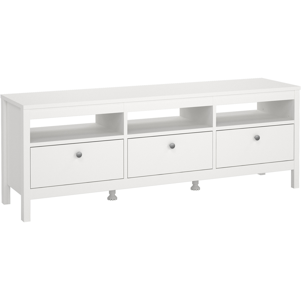Florence Madrid 3 Drawer 3 Shelf White TV Unit Image 2
