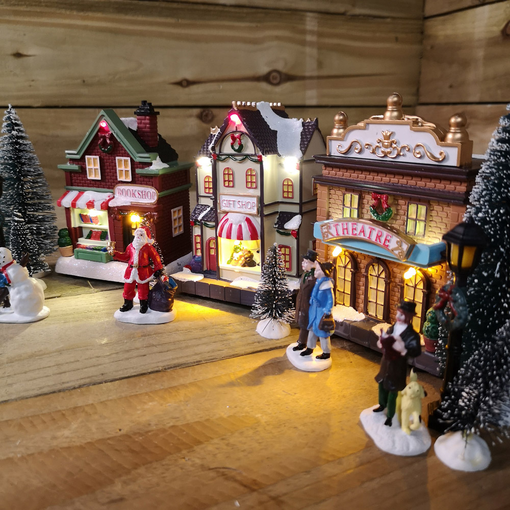 Samuel Alexander 17 Piece Victorian Lit Winter Village Scene Christmas Decoration Image 3