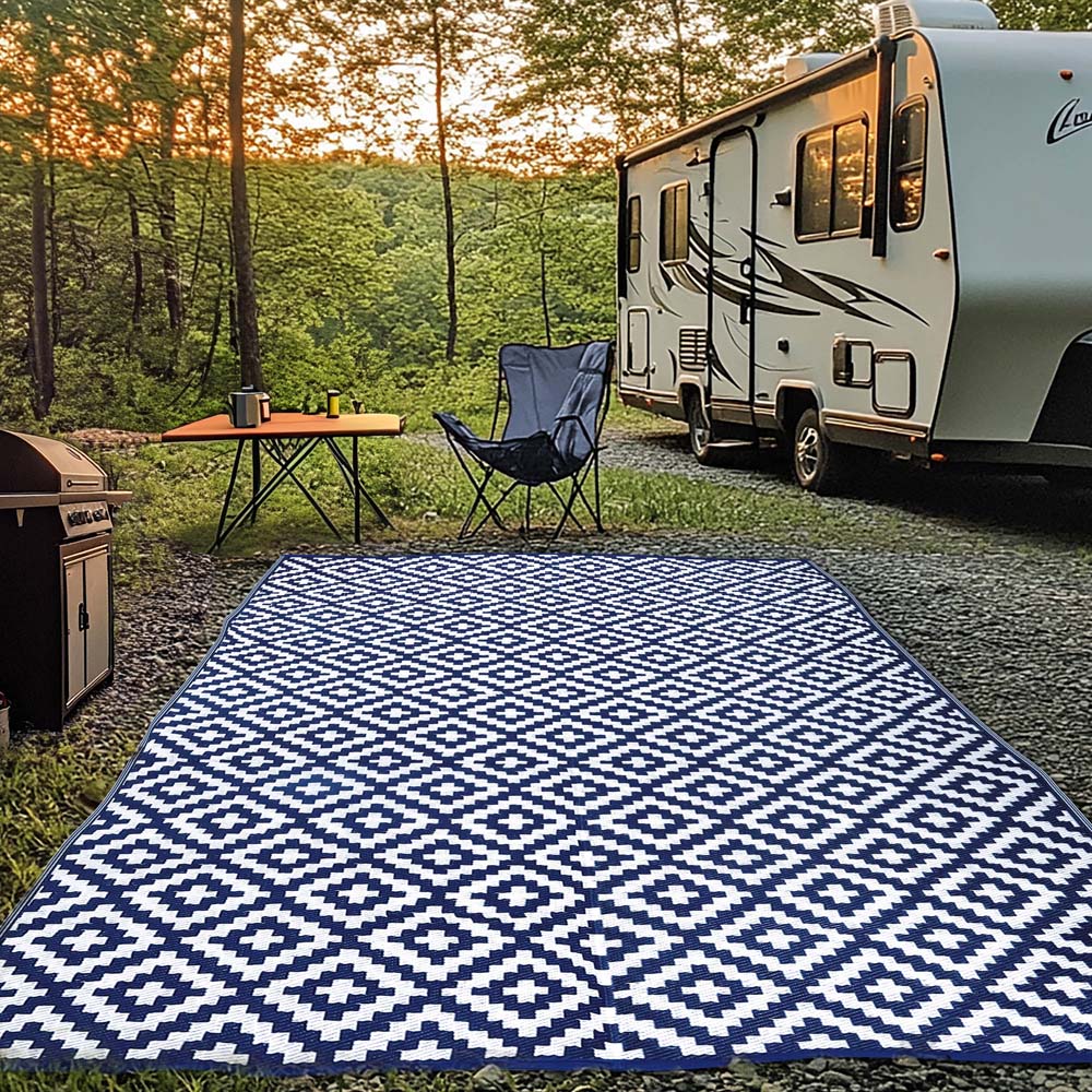 Green Decore Bliss Navy Blue and White Camping and Picnic Rug 270 x 360cm Image 2
