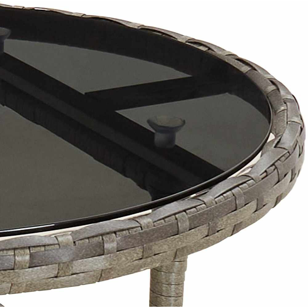 Walplus 2 Seater Grey Poly Rattan Tempered Glass Garden Coffee Table Image 5