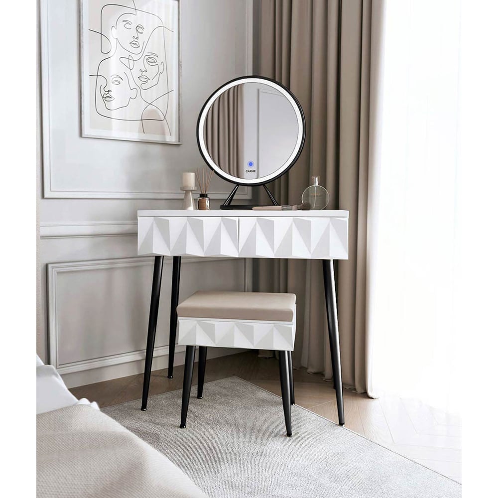 CARME Home Montana White and Black Dressing Table Image 5