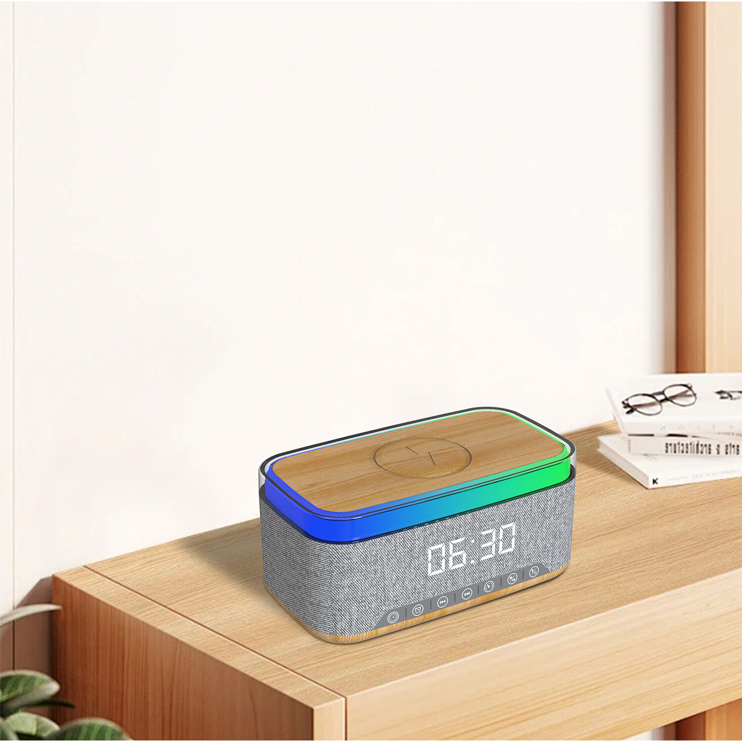 3 in 1 Alarm Clock Speaker and Charger - Grey Image 3