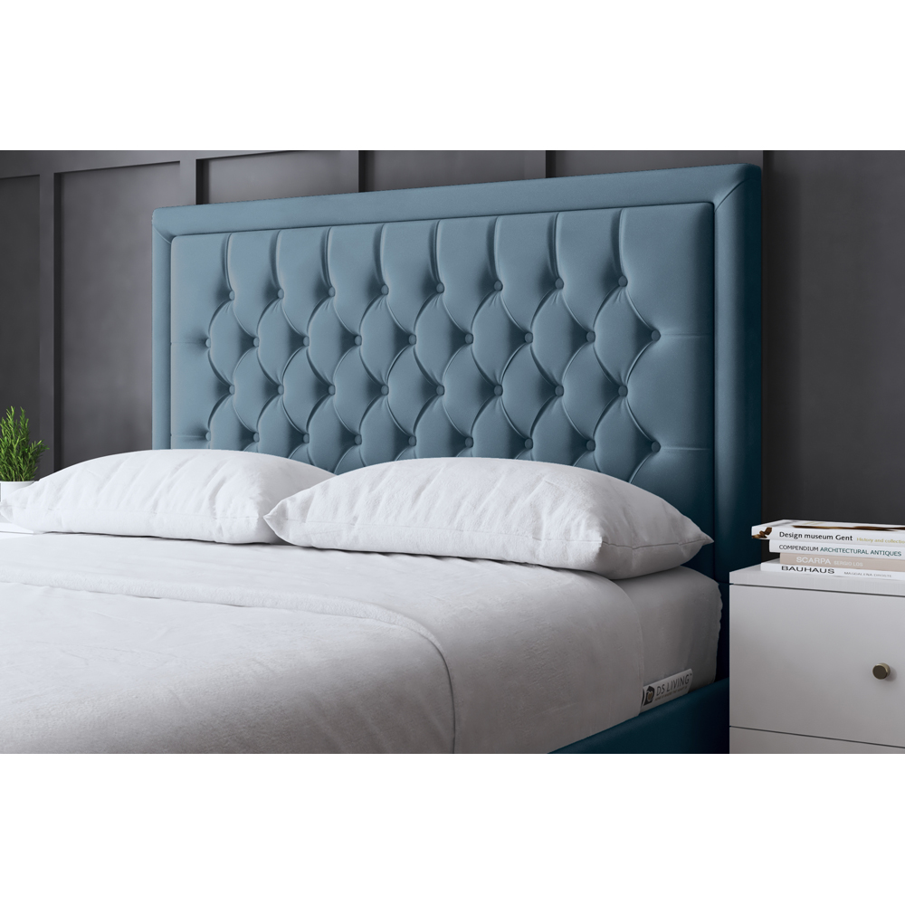 DS Living Allegra Double Blue Upholstered Ottoman Bed with Headboard Image 3