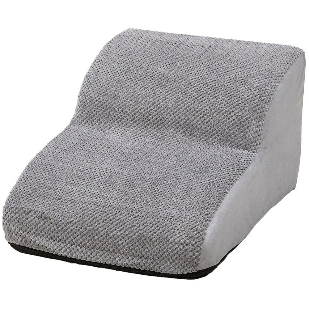 H&O Direct Grey 2 Step Corduroy Non Slip Pet Stairs Image 1