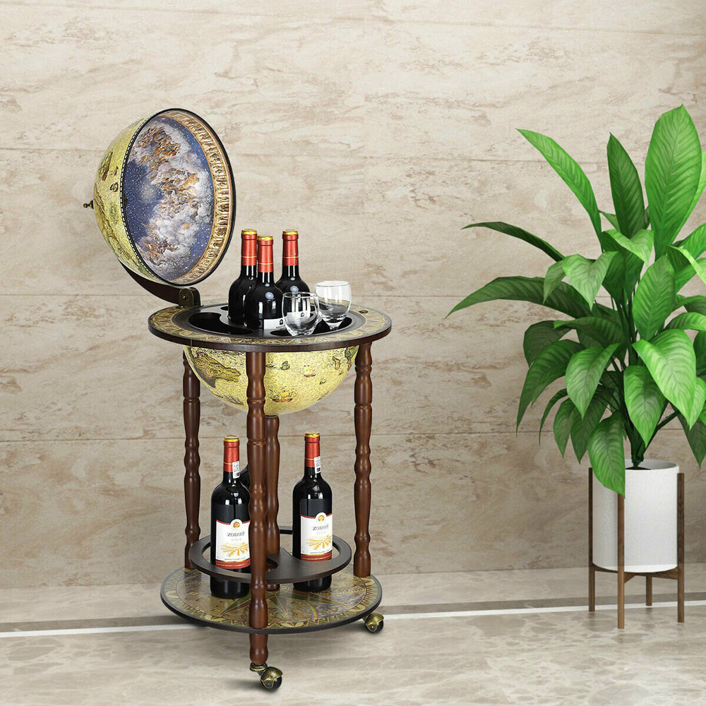 Costway Italian Styled Globe Drinks Cabinet with Wheels Image 4