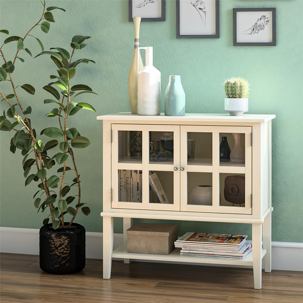 Dorel Franklin 2 Glass Door Single Open Shelf Storage Cabinet Image 7