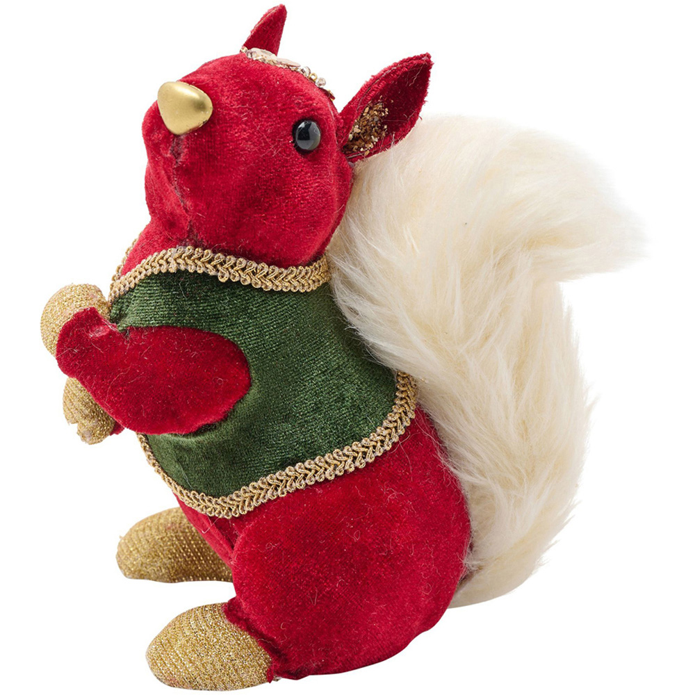 The Christmas Gift Co Red Velvet Squirrel Decoration Image 3