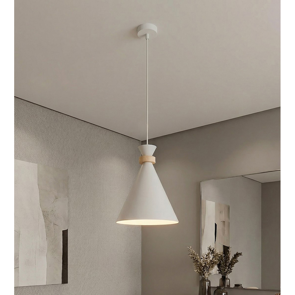 Emibig Zero Dome Shade White E27 Ceiling Pendant Light Image 4