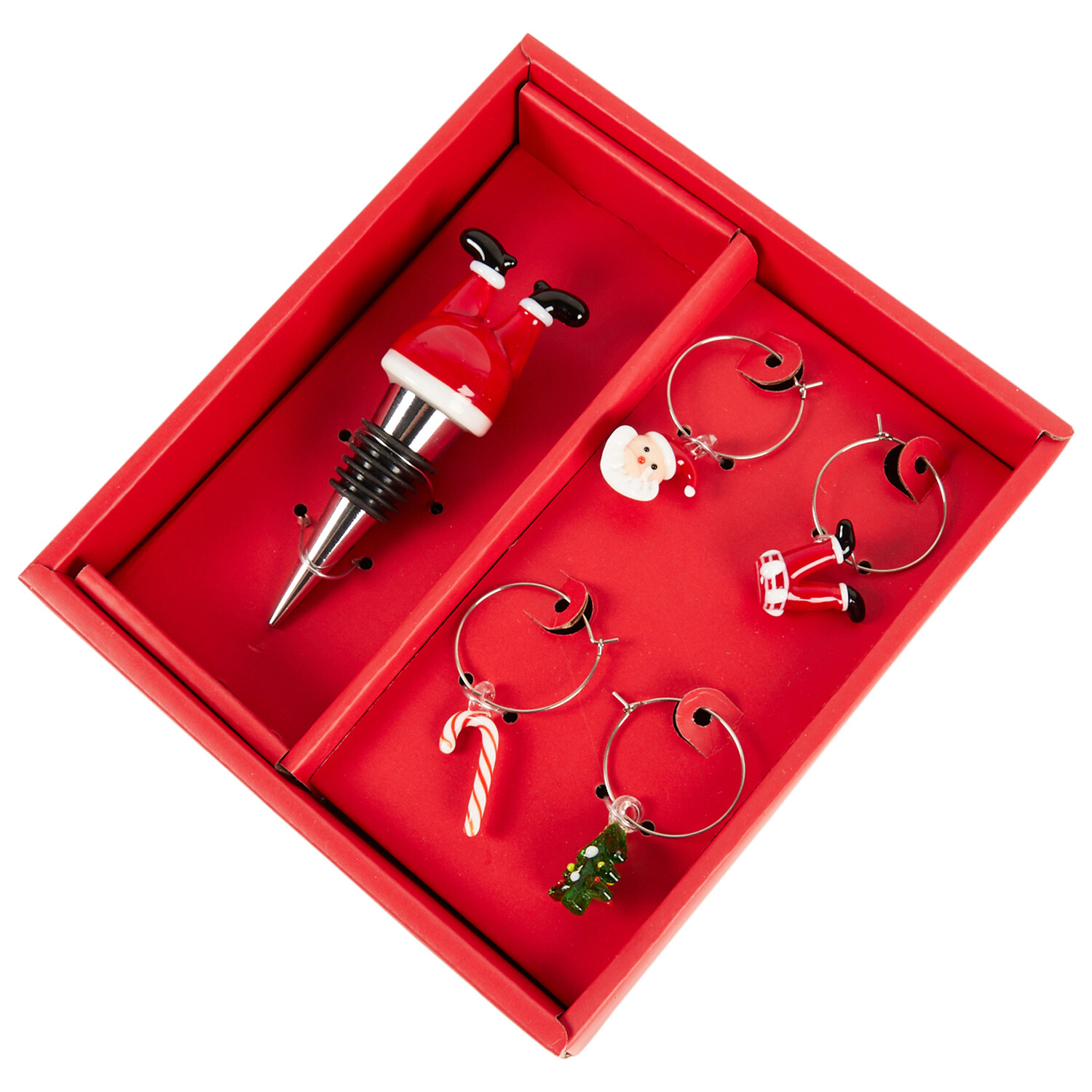 Christmas Wine Stopper and Charms Set - Red Image 3