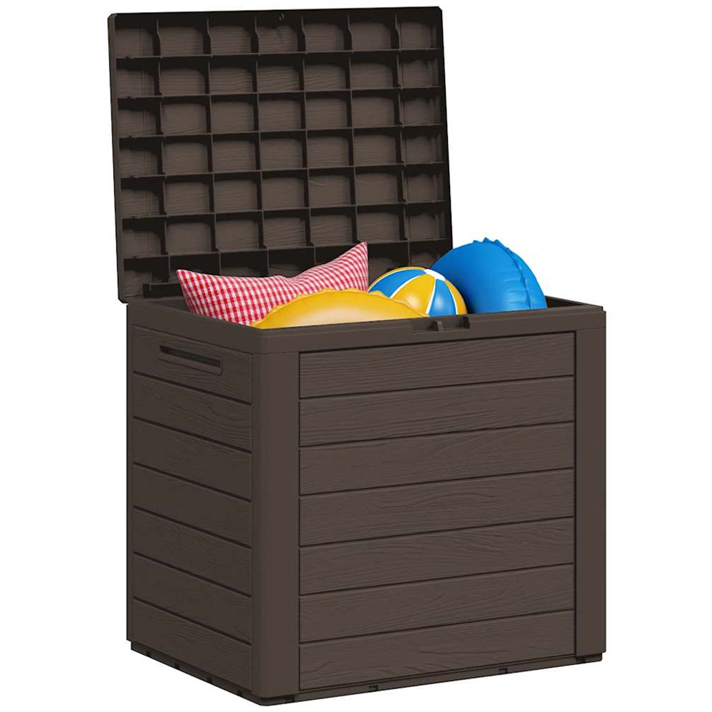 vidaXL 140L Brown Polypropylene Garden Storage Box Image 4